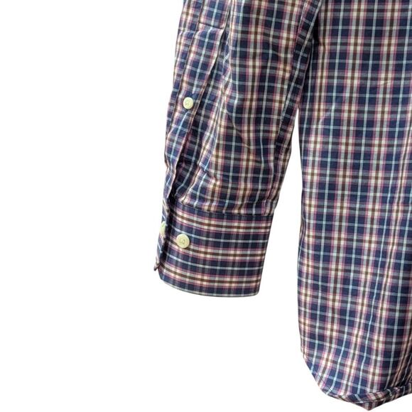 Peter Millar Men's M Cotton Checkered Button Down Long Sleeve Shirt Chest Pocket - Picture 3 of 5